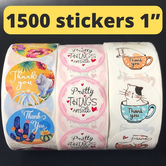 Other - 1500 thank you stickers (3) rolls size 1”